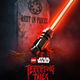 A red lightsaber jutting out of the ground from a grave.